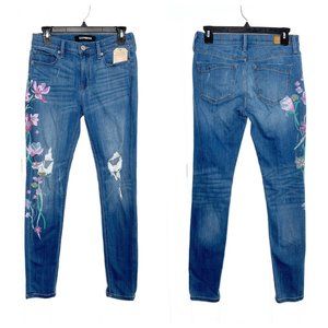 Express Floral Design Mid Rise Legging Jeans Size 4R